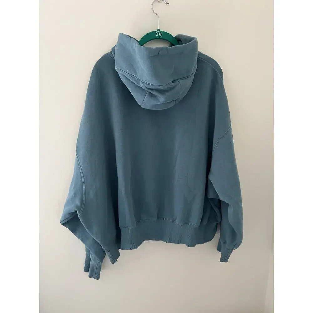 Nike Center Swoosh Large Pullover Hoodie Pheonix Fleece Oversized Boxy Teal Blue